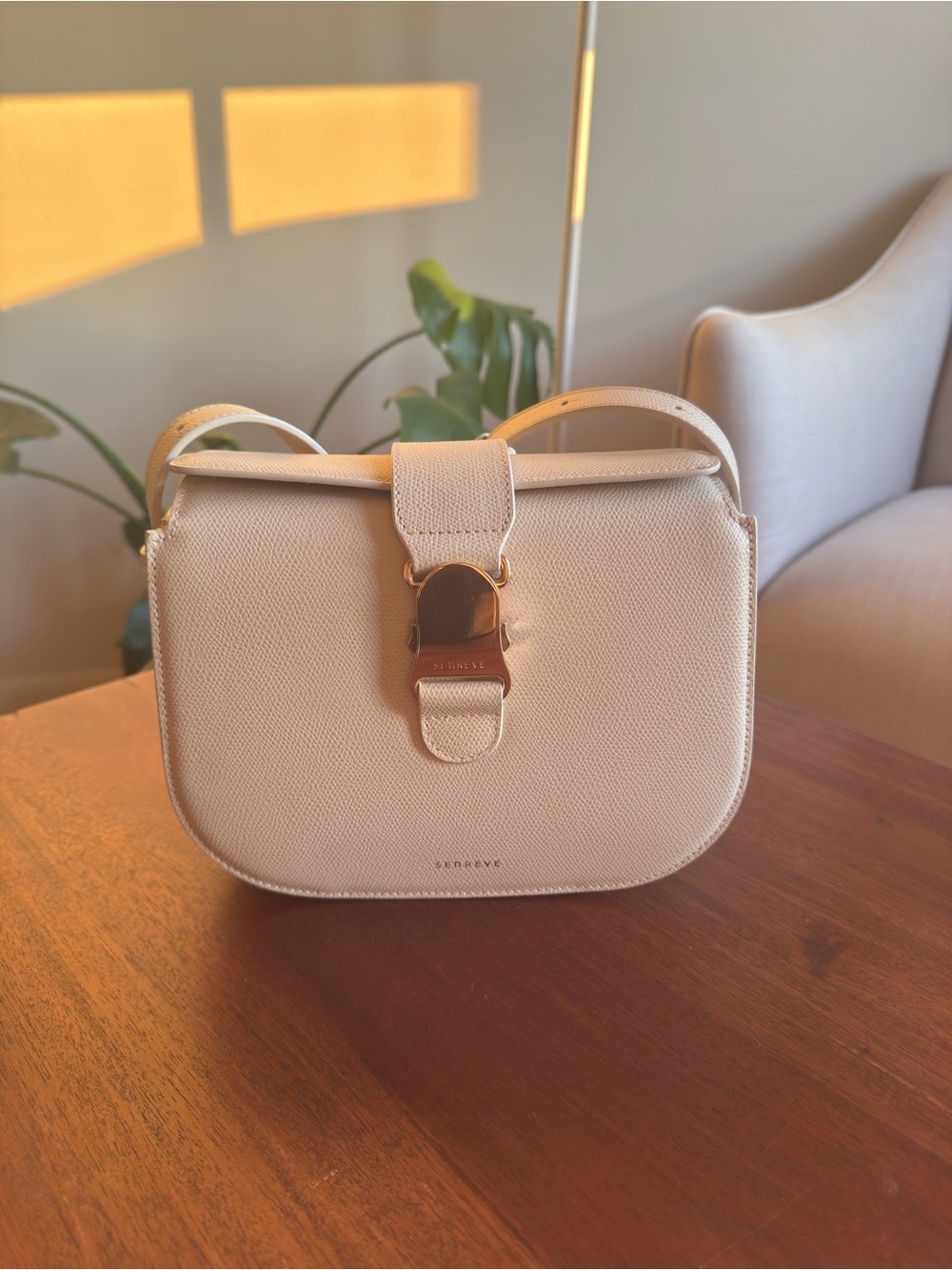 SENREVE Cadence Cream Leather Crossbody with 14K Gold plated Hardware